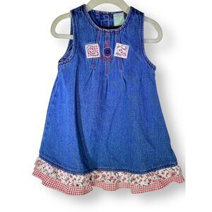 3T Denim Gingham and Floral Vintage Sesame Street Dress